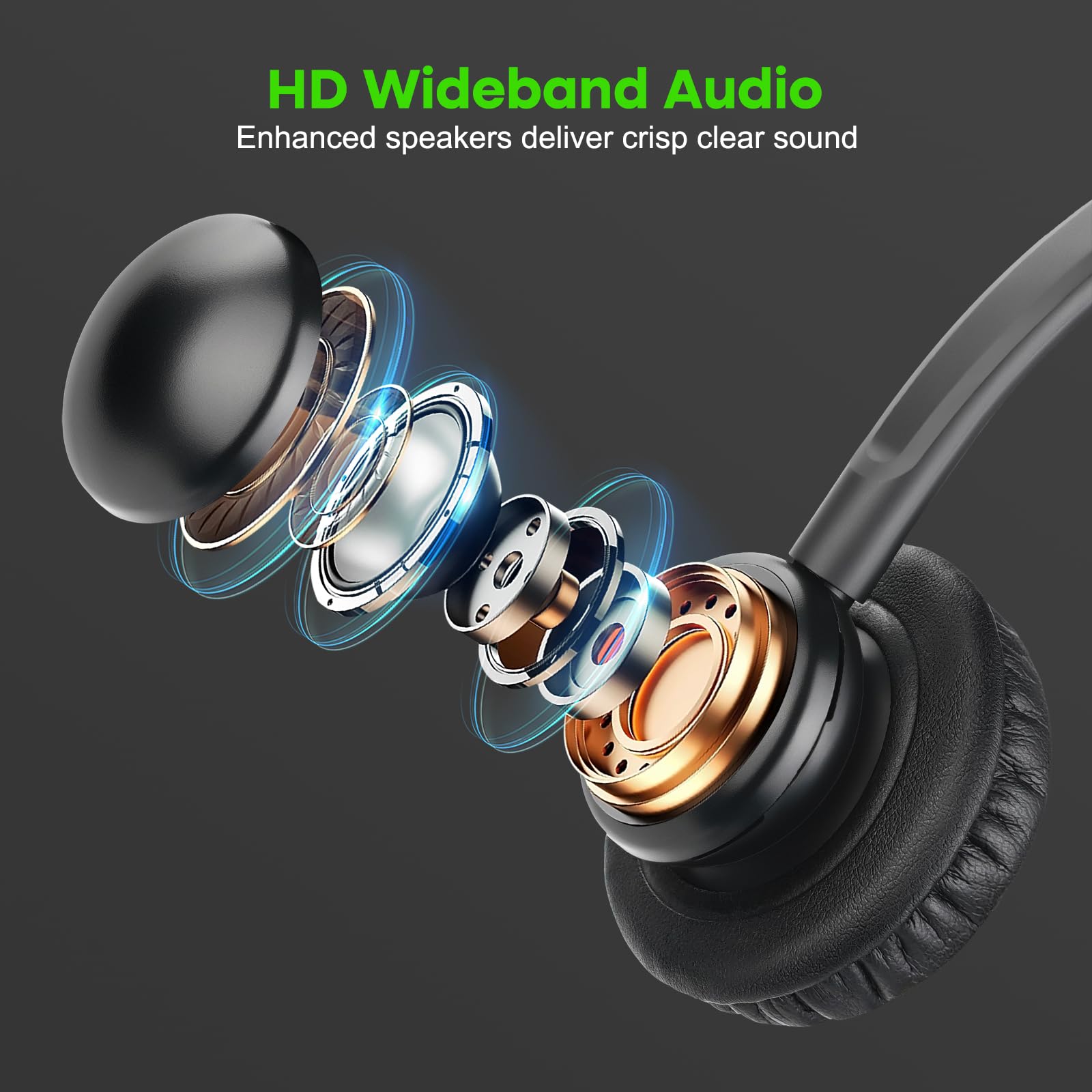 Mairdi Telephone Headset With Microphone Noise Canceling, Binaural Call Center Office Headphone With Rj9 Jack & 3.5Mm Connector
